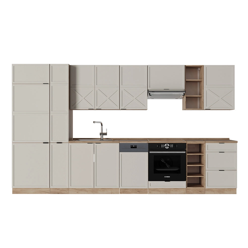 Cucina componibile Fame-Line GrigioBeige/Rovere dorato 355 cm, PL Rovere Vicco