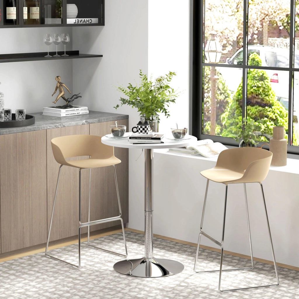 Tavolo bar rotondo regolabile 69-91 cm ¨C Xylo ¨C piano girevole 360¡ã bianco argentato