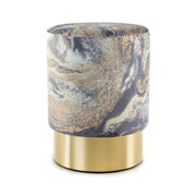 Pouf Gipsy 325 in velluto azzurro e base oro