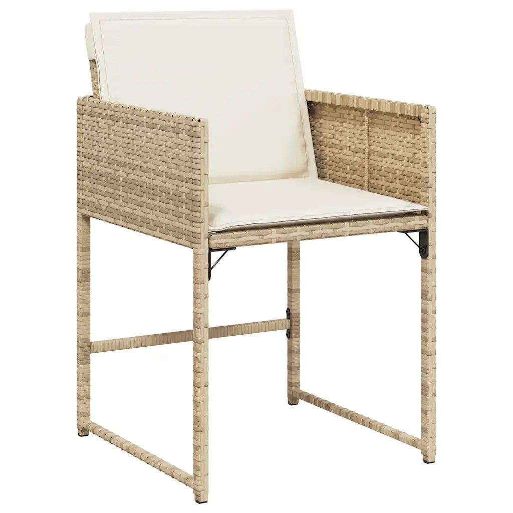 Sedie da Giardino con Cuscini 4 pz Beige in Polyrattan 365004