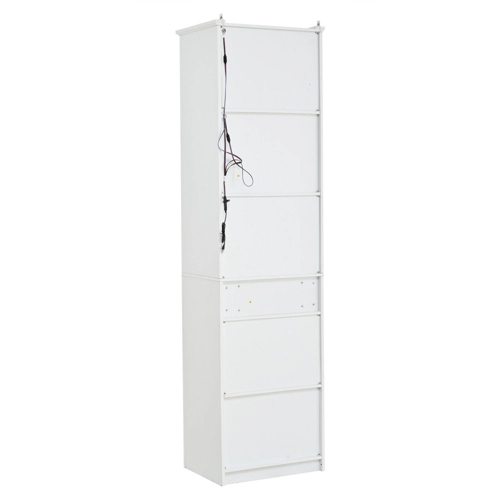 Vetrina Alta con Cassetto e Ante, LED ¨C Xylo ¨C Bianco, 55x40x200