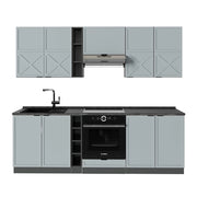 Vicco Cucina componibile Blu-grigio chiaro/Antracite 235 cm senza piano di lavoro
