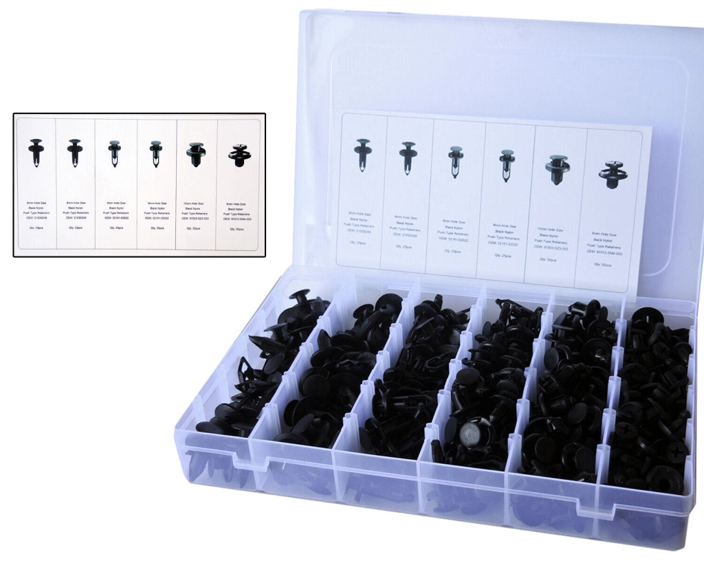 200 PZ PLASTICA TRIM CLIP RIVETTI CLIP KIT Fermi di Spinta per Auto paraurti