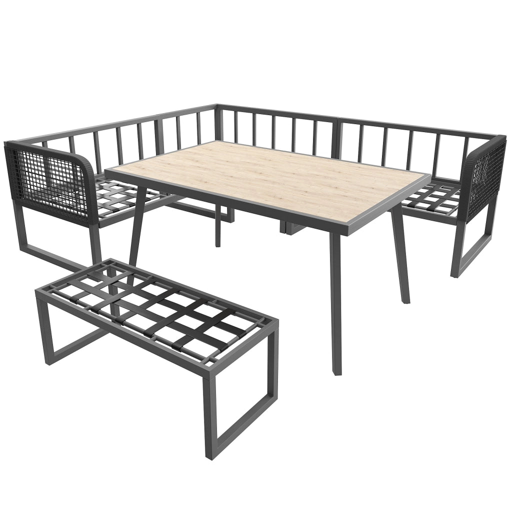 Set divano da giardino; cuscini extra spessi e modularit脿; PE rattan; grigio
