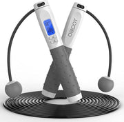 Springtouw con contatore e manico regolabile e sportivo springtouw - contatore digitale dei chilometri - bielle in acciaio