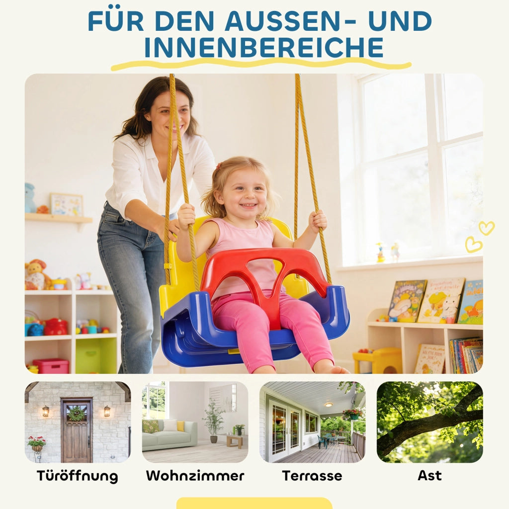 Altalena per Bambini 3 in 1 Regolabile con Schienale e Cintura di Sicurezza ¨C zephmum ¨C 9-36 Mesi, Blu Scuro