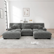 Divano Letto Angolare Modulare U ¨C MINIMAL ¨C Tessuto Chenille Grigio