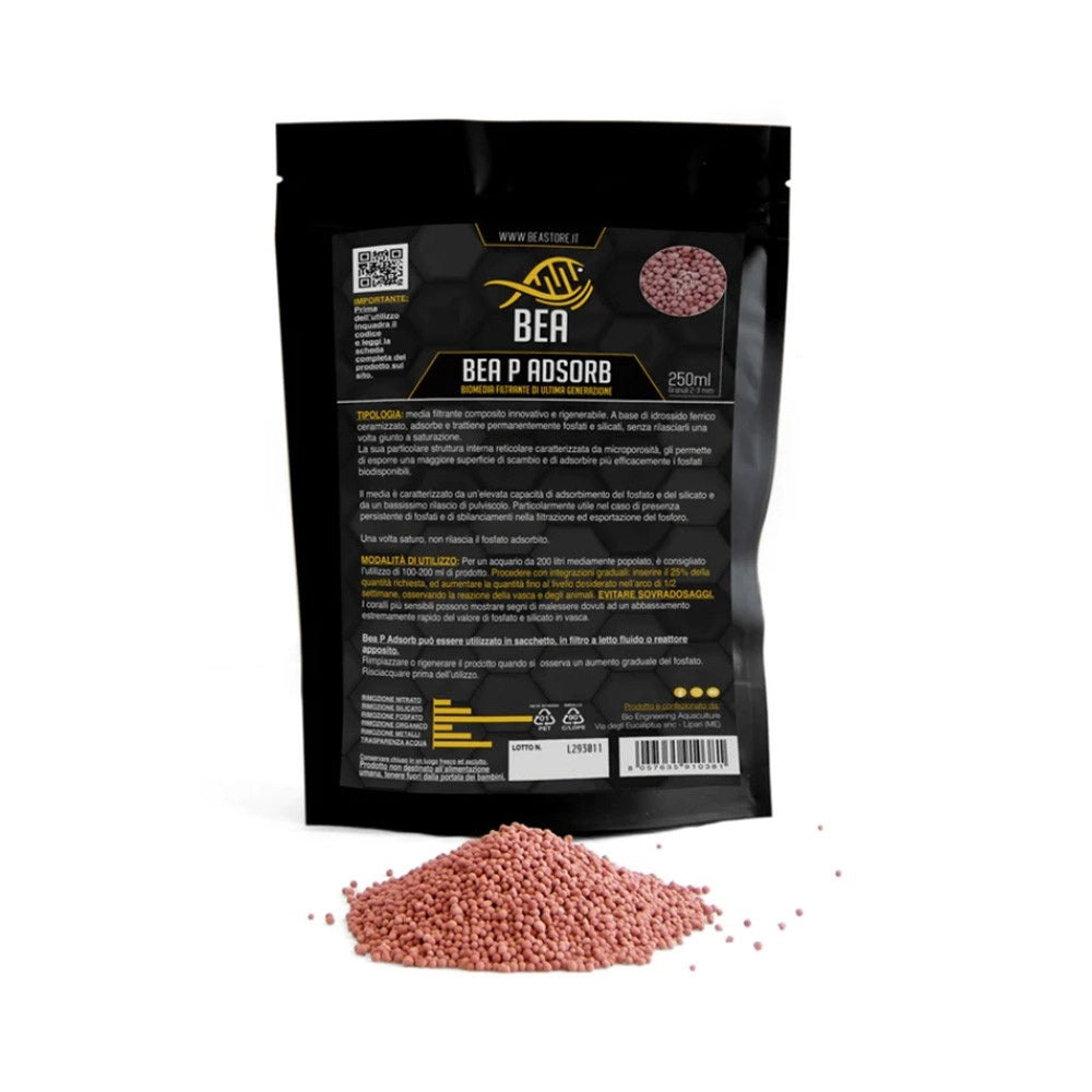 Bea P Adsorb 250ml - resina ceramizzata per l'assorbimento di fosfati e silicati in acqua marina