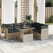 Set Divani da Giardino 7pz con Cuscini Grigio Chiaro Polyrattan 3326173