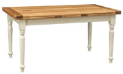 Biscottini Tavolo allungabile Country legno massello di tiglio con struttura bianca anticata piano naturale. Made in Italy