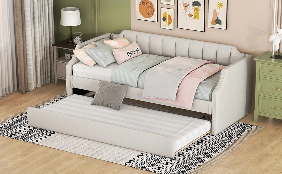 Letto giorno imbottito in cotone lino 90x200 cm