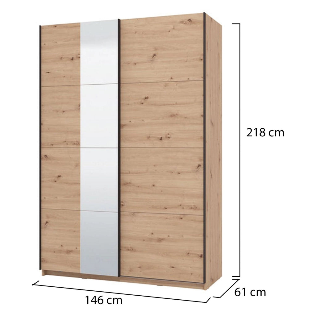 Armadio Camera da Letto Pasturo, Guardaroba Grande Appendiabiti, 145.5x217.5h cm Marrone Rovere Nodi