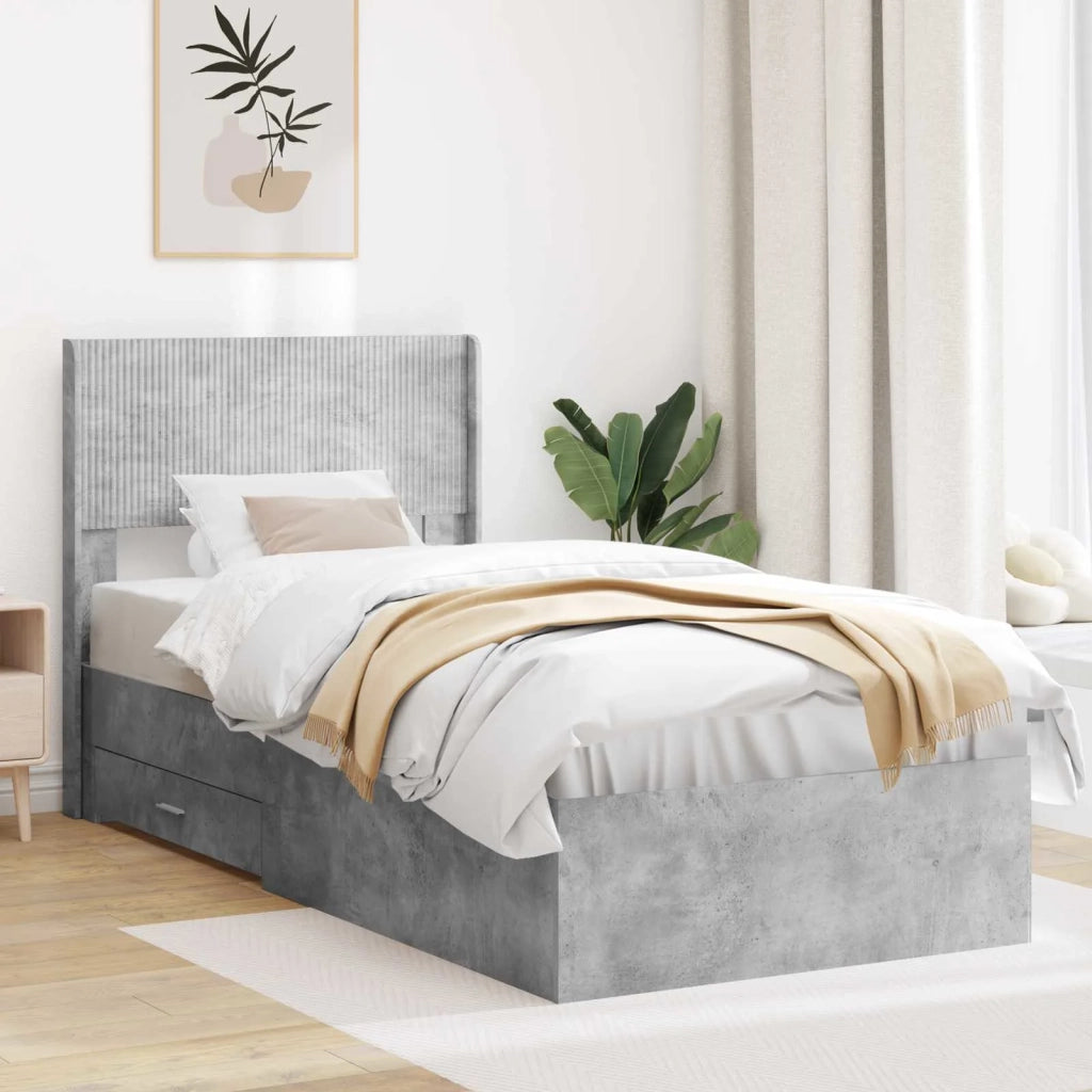 Struttura del letto con stoccaggio e testata-Giroletto con contenitore Grigio Cemento 948750