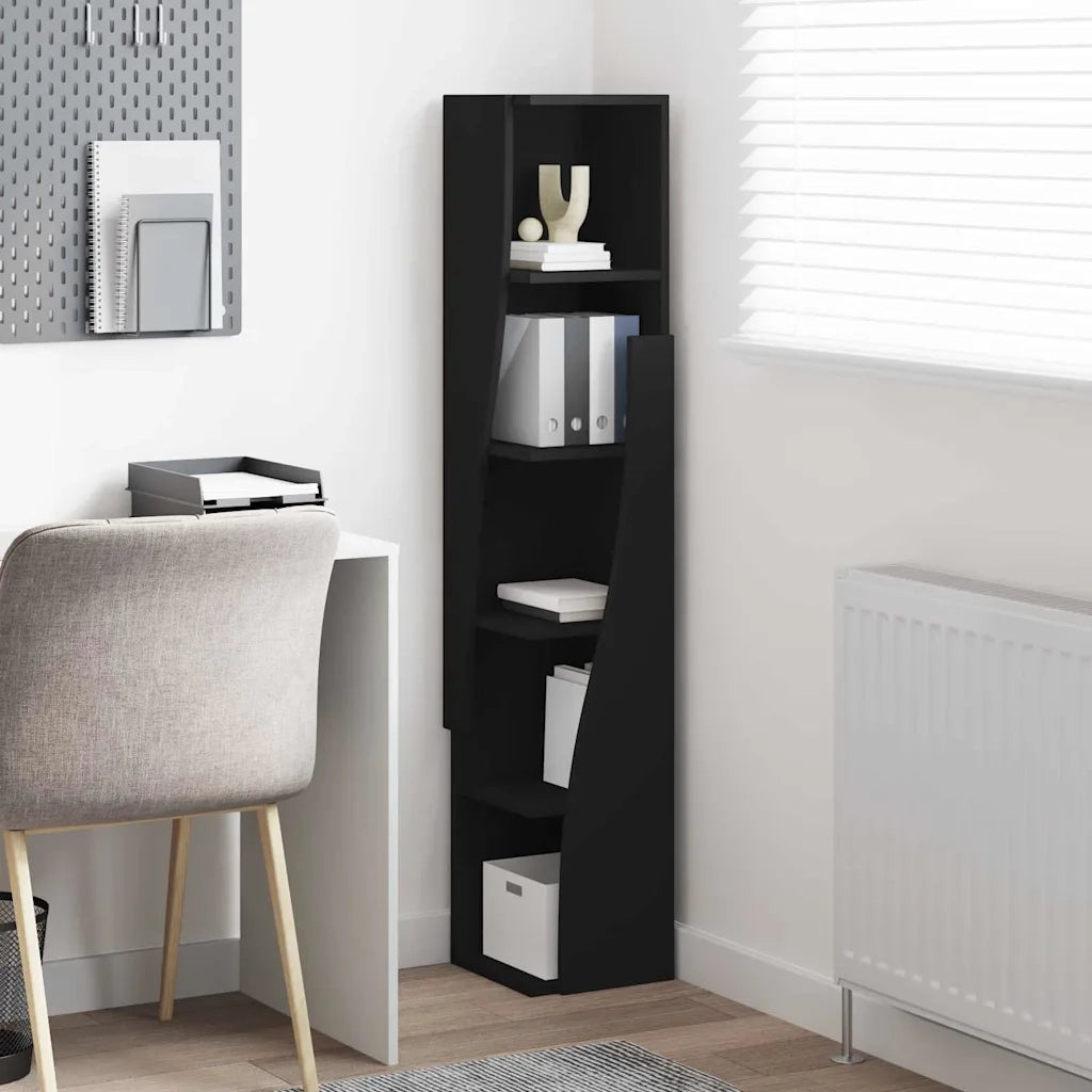 Mobile angolare Nero 27,5x27x140cm Legno multistrato
