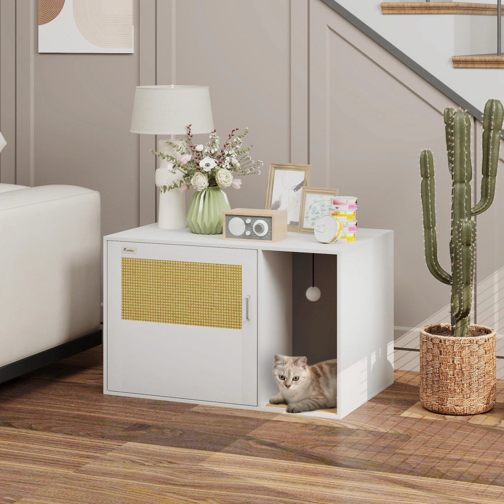 Mobile per gatti con lettiera e tiragraffi ¨C zephmum ¨C bianco 80x50x50 cm