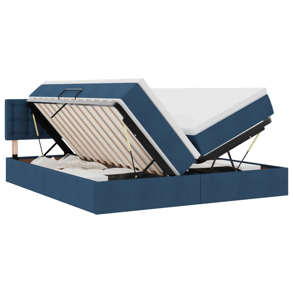 Letto con Contenitore Blu 180 x 200 cm Pelle Sintetica