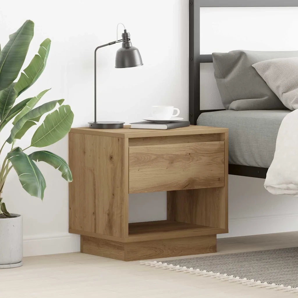 Comodino | Armadio da Notte | Mobiletto da notte Rovere artigianale 45 x 34 x 44 cm Legno multistrato
