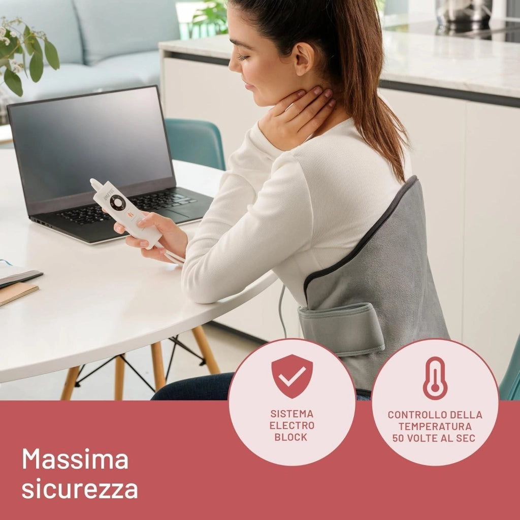 Imetec 16963 Intellisense Lumbar Termoforo Lombare 5 Temperature Fascia Elastica Electro Block Lavabile 61x38 cm
