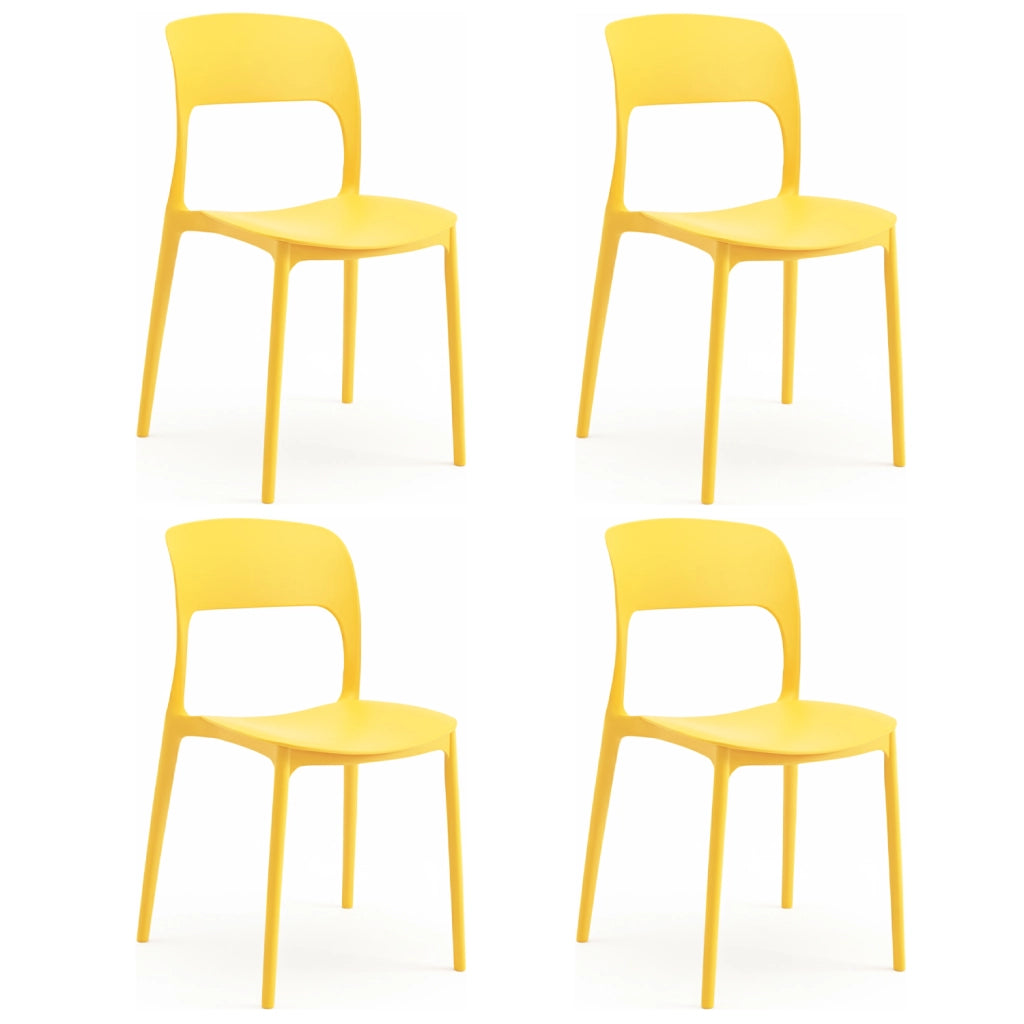 Sedia In Polipropilene Marte Ergonomica Arredo di Design Esterno e Interno da Giardino Impilabile Sedie M Giallo/4 Sedie