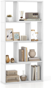 Libreria Mobile Portaoggetti a 8 Cubi, Scaffale Portaoggetti Camera da Letto con Kit Antiribaltamento, Libreria Autoportante in Legno per Soggiorno, Ufficio, 60 x 20 x 120 cm (Bianco)