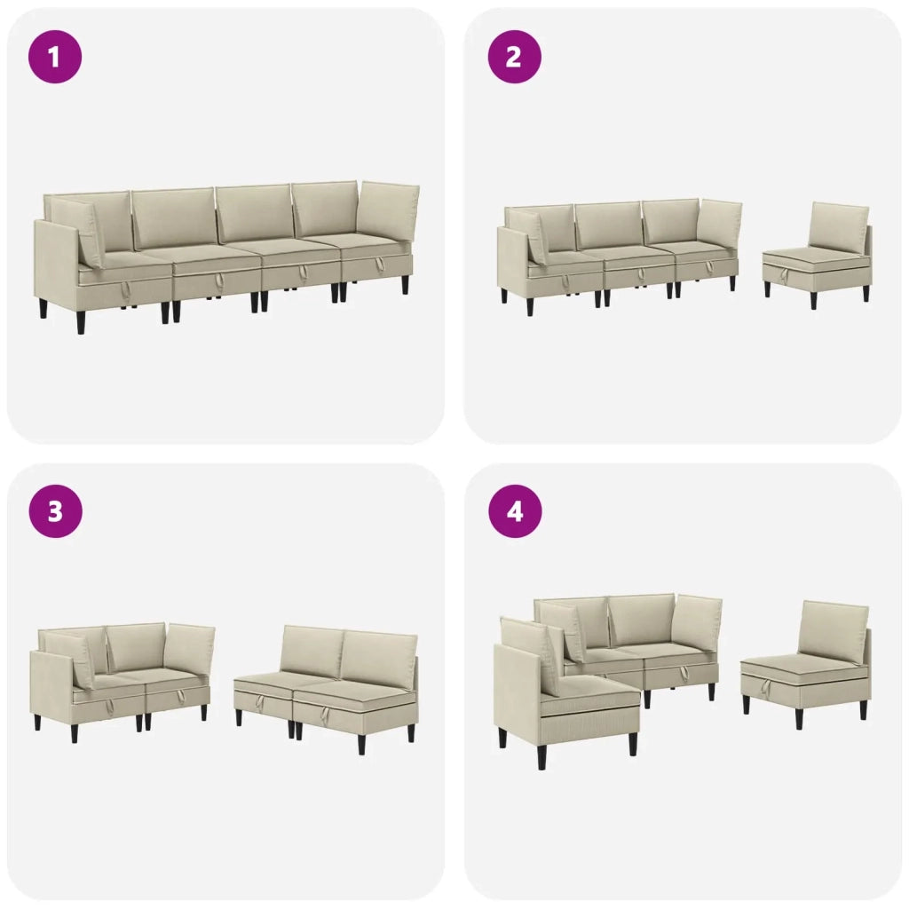 Set di mobili per il soggiorno 4 pcs Sabbia Tessuto 3413789