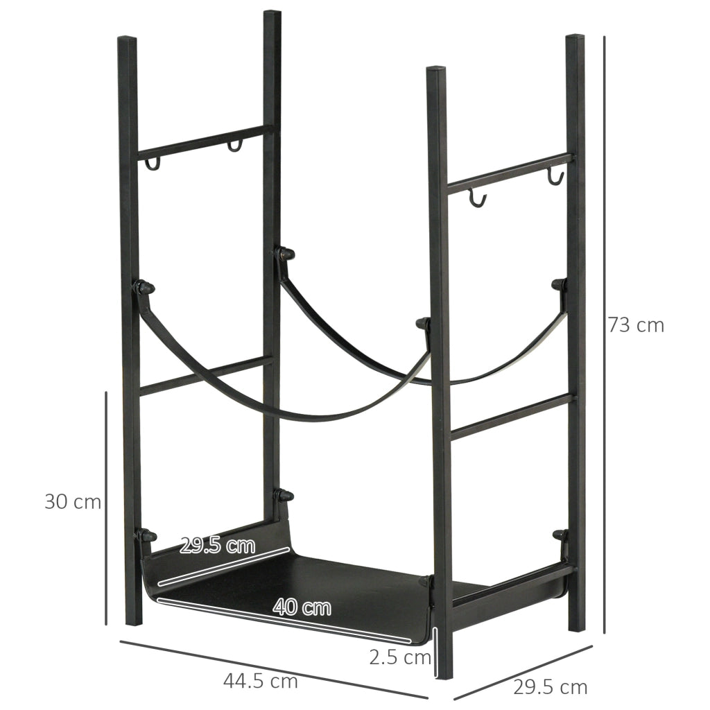Porta Legna Interno Esterno 2 Ripiani ¨C Zephmum ¨C Nero 44.5x29.5x73 cm