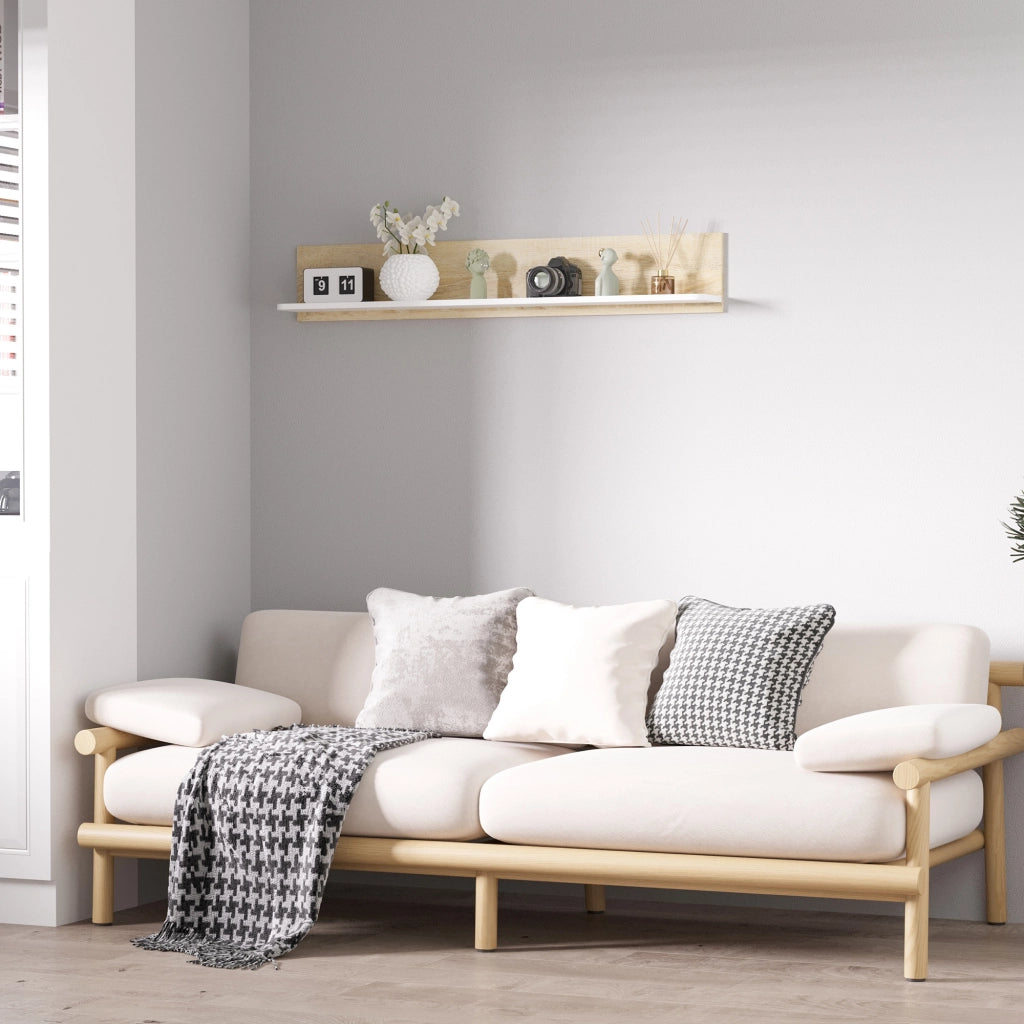 Scaffale a Parete in Legno ¨C zephmum ¨C Robe Bianco 120x15x20 cm