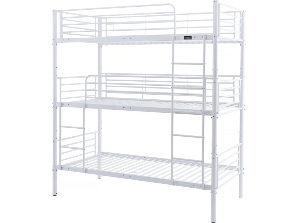 Letto a castello triplo in metallo "Havin" - 90 x 190 cm - Bianco
