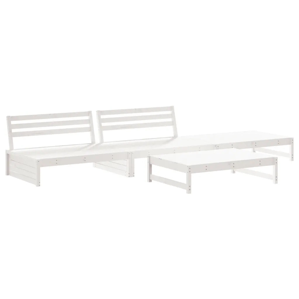 Set Divani da Giardino 4pz con Cuscini in Legno Massello Biancocod mxl 101603