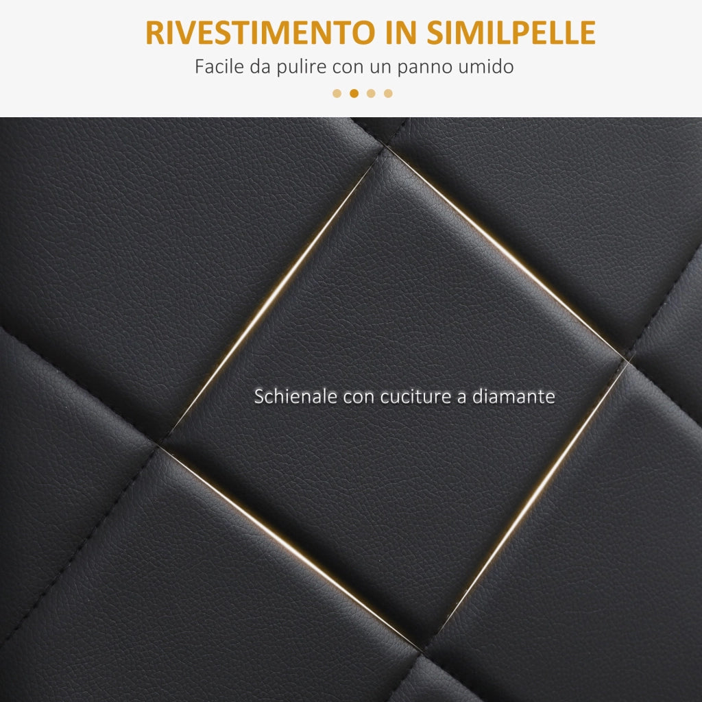 Set di 4 Sedie da Pranzo 41x50x97 cm con Schienale Alto in Similpelle Nero