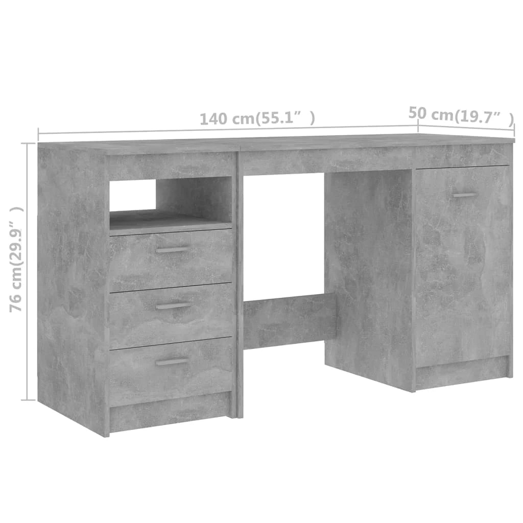 Scrivania tavolo postazione di lavoro mobile per computer studio 140 x 50 x 76 cm legno ingegnerizzato grigio 02_0023844