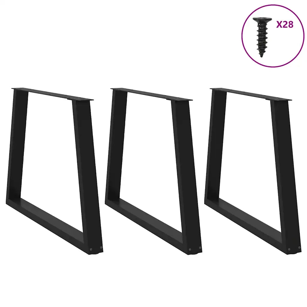 Gambe per tavolo da pranzo a forma di V 3 pz nere 100x(72-73,3) cm in acciaio