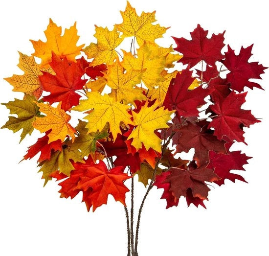 Decorazione d'Autunno Foglie di Quercia Artificiali - Rametti - Lunghezza Stelo 94cm Foglie d'Autunno Stelo - Finte Quercie per Decorazioni d'Autunno Centrotavola Tavola di Ringraziamento