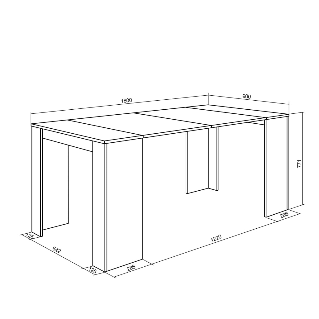 Consolle allungabile, 58 fino 180x90x77cm, Per 8 persone, Tavolo da pranzo, Bianco RF2534