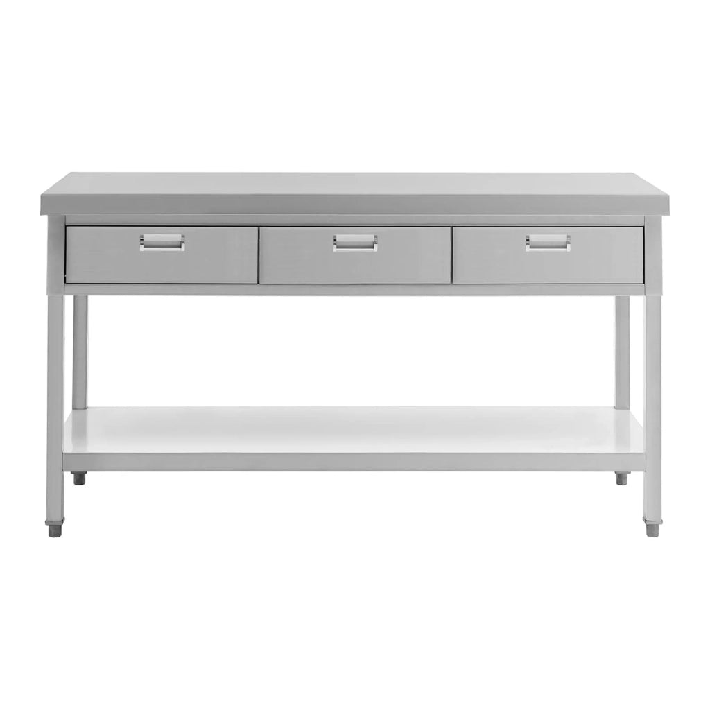 Tavolo da lavoro con cassetti 150 x 60 cm 295 kg tavolo da lavoro tavolo da lavoro officina professionale acciaio inox 14_0005146