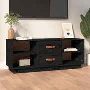 Mobile Porta TV-Mobile per TV-Credenza TV Nero 100x34x40 cm in Legno Massello di Pino