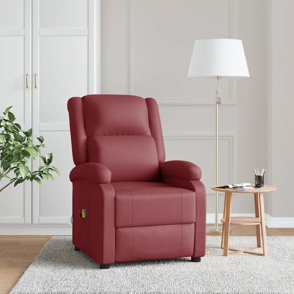 Divano Sedia-Poltrona Massaggiante Rosso Vino in Similpelle 865701