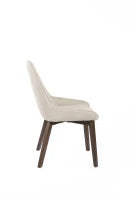 E-STYLO Sedia da pranzo in tessuto beige con gambe e struttura in massello di noce, 62cm X 49.5cm H. 87cm.