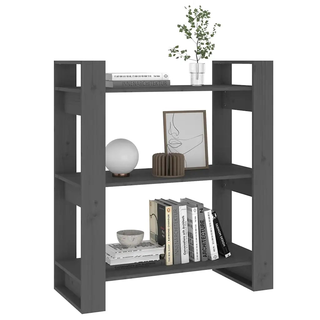 Libreria/Divisorio Grigio 80x35x91 cm in Legno Massello di Pino 813901