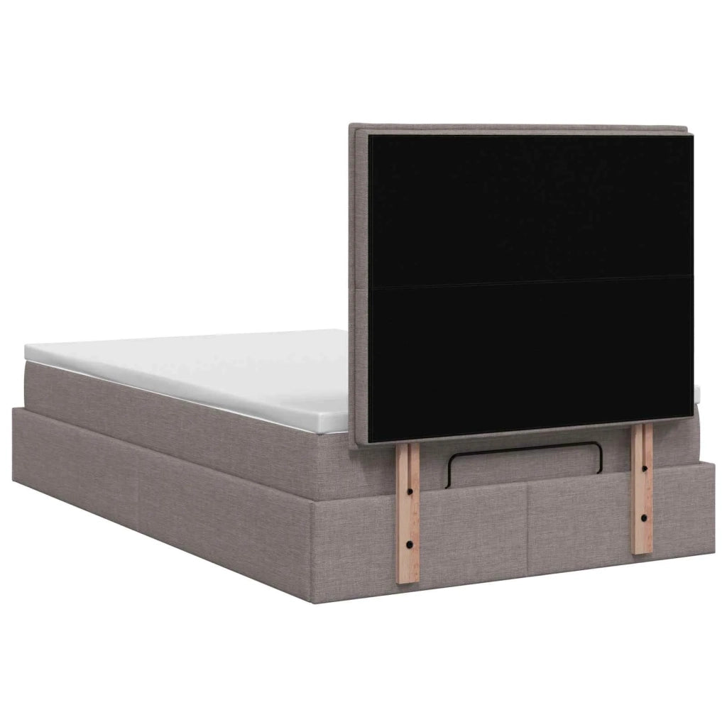 Letto Ottomano con Materasso e LED Tortora 120 x 200 cm Tessuto 3457983