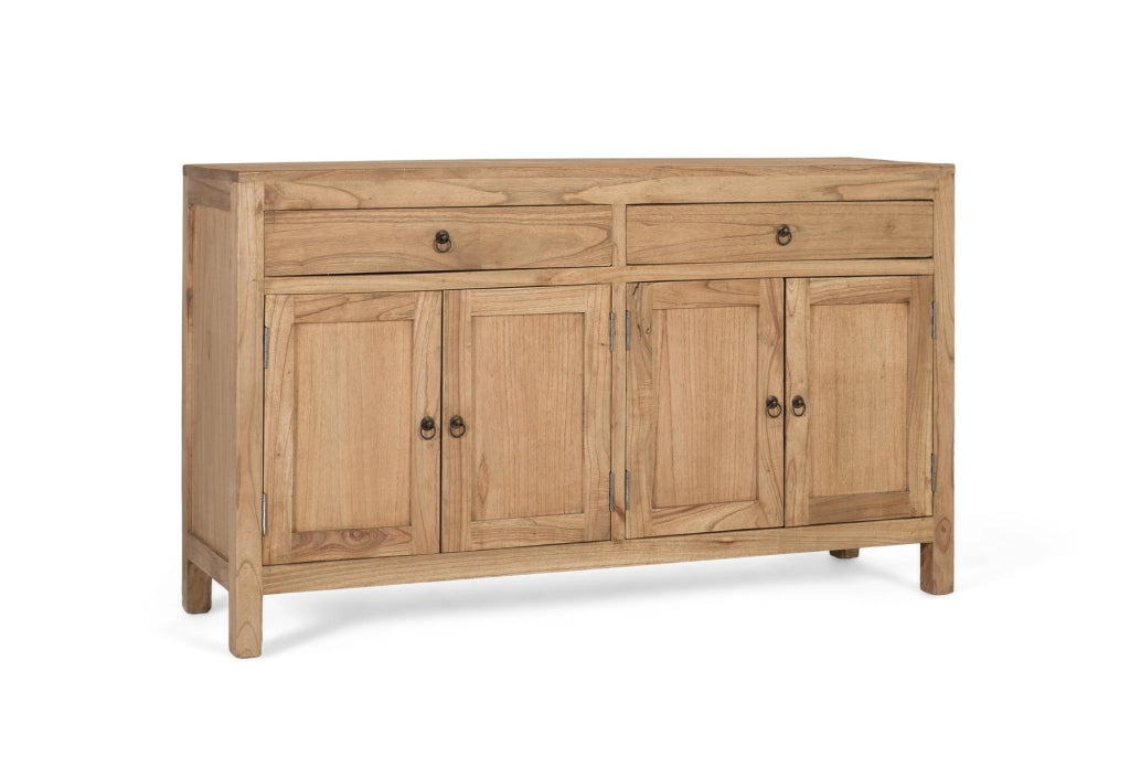 Credenza in legno massello di mindi realizzata a mano