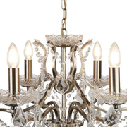 Lampadario Classico Parigi Acciaio Ottone Vetro Trasparente 6 Luci E14