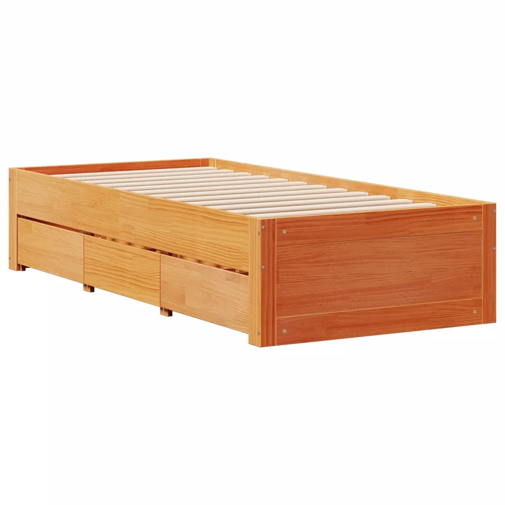 Giroletto senza Materasso con Cassetti Marrone Cera 90x190 cm