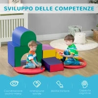 Set da Gioco per Bambini 12-36 Mesi da 7 Blocchi Multicolore in PU e EPE, 170x130x40 cm