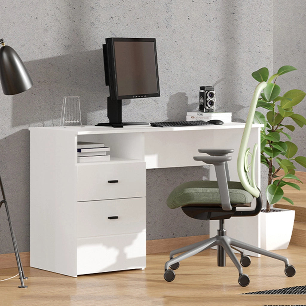 Frutal, Scrivania 2 Cassetti, 127x51x77h cm Bianco Opaco