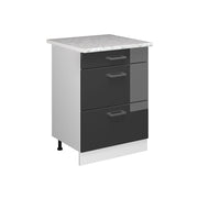 Vicco Mobiletto base per cucina Antracite lucido 60 cm con cassetti PL Marmo