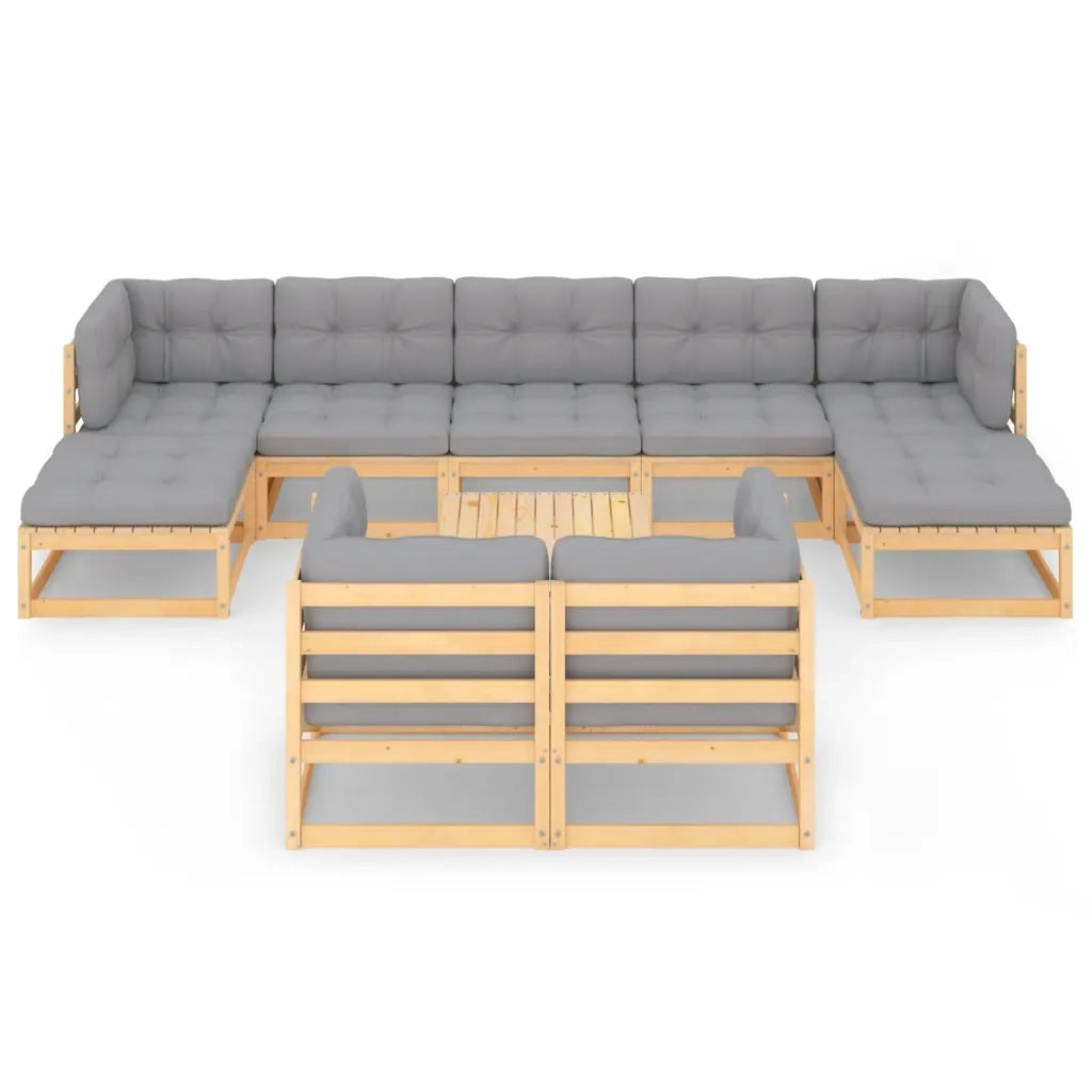 Set Divani da Giardino 10 pz con Cuscini Legno Massello di Pino cod mxl 38098