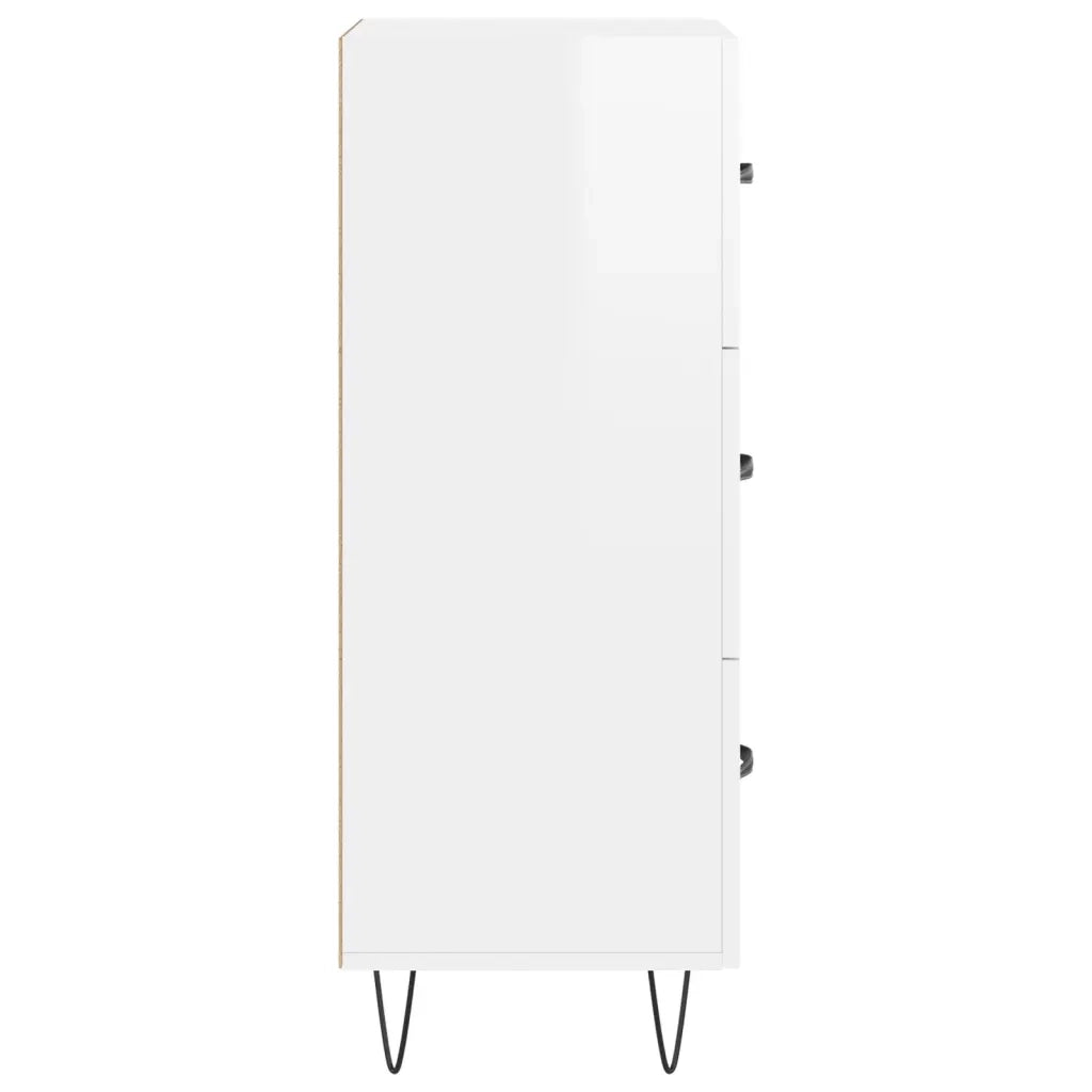 Credenza Bianco Lucido 34,5x34x90 cm in Legno Multistrato 828598