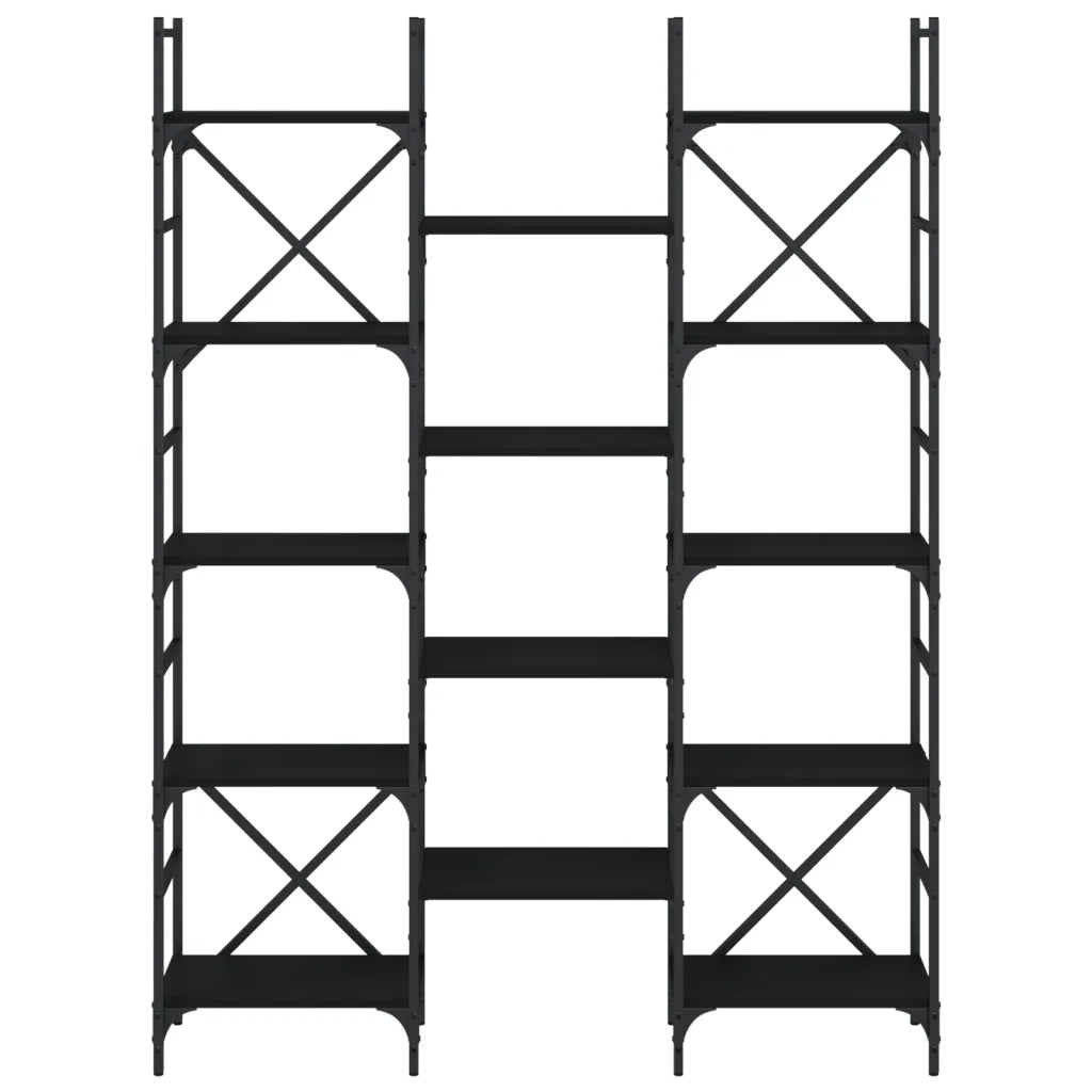 Libreria Nera 127,5x28,5x172,5 cm in Legno Multistrato 838868