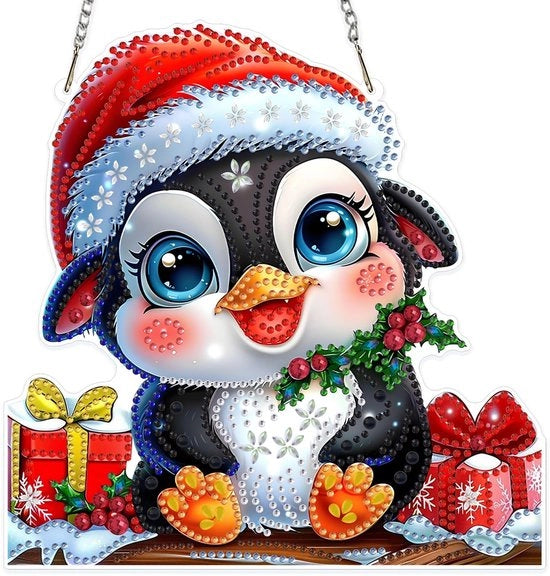 Decorazione da Incollare con Diamanti - Ornamento di Natale - Due Facce - Set di Attività - Adatto per Bambini/Adulti - Incluso il Ciondolo/Accessori - Pittura con Diamanti